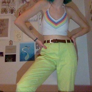 Cute Lime Green High Waisted Pants